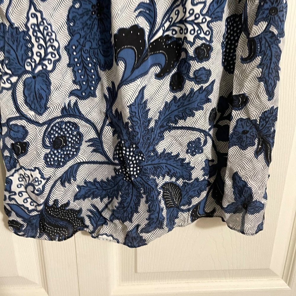 MICHAEL Michael Kors Womens Blue 100% Silk Floral Off Shoulder Blouse Size XS - Picture 5 of 8